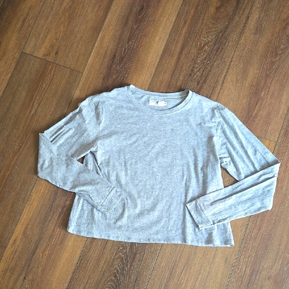 Kangol cropped long sleeve cotton top L